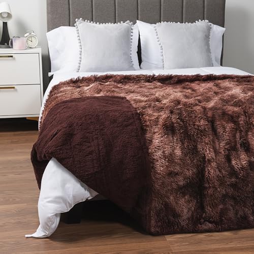 Pavilia Brown Fluffy Throw Blanket For Couch, Twin Bed, Fuzzy Blanket For Women Men, Furry Plush Warm Blanket Bed Sofa, Super Soft Thick Faux Fur Sherpa Blanket Throw, Tie-Dye thumb #8