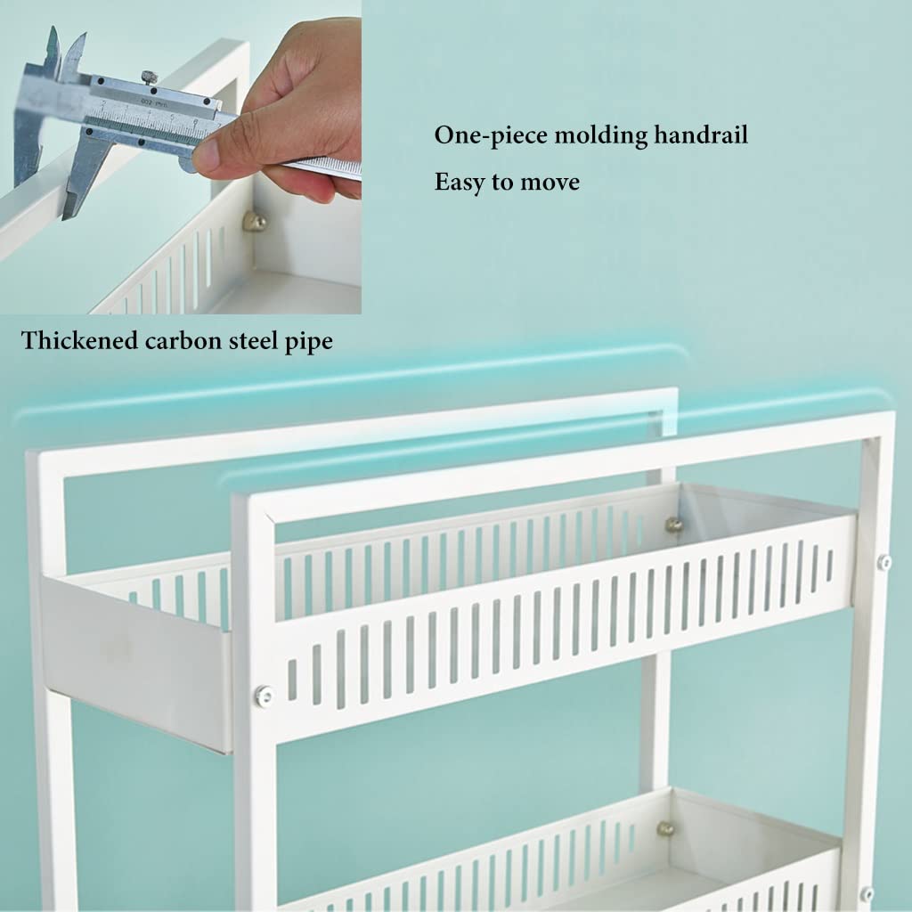 Carro de almacenamiento estrecho con ruedas, sistema de estantería móvil de 4 niveles para espacios pequeños, diseño extraíble para baño y cocina, ahorra espacio y fácil montaje
