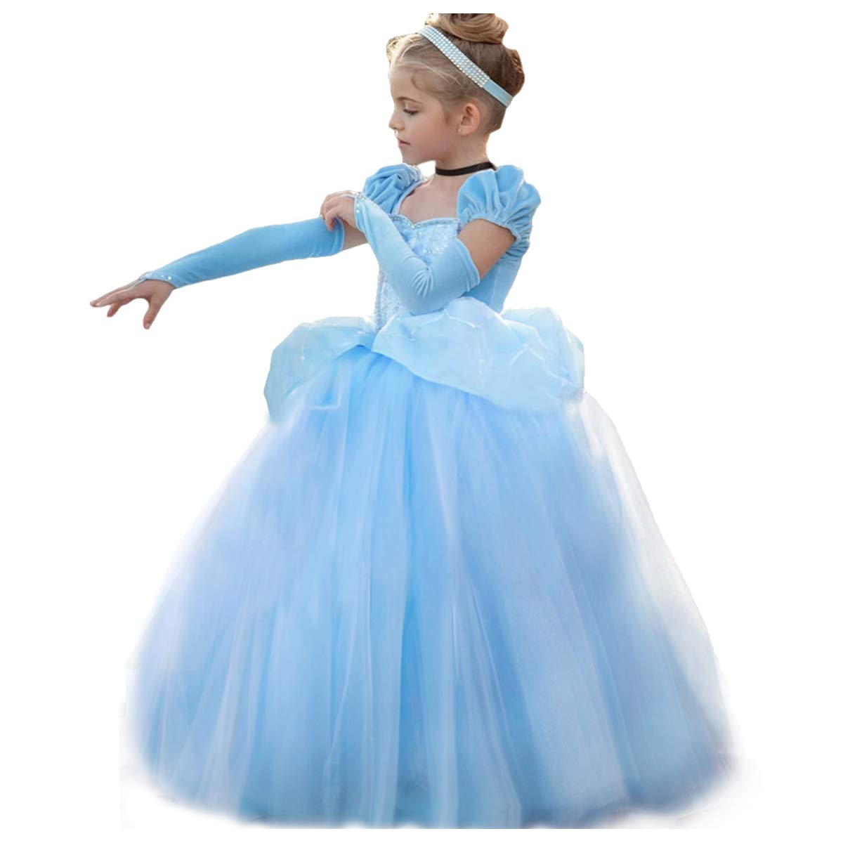 MNSZCN Princess Dress Up Costume for Girls Halloween Christmas Dressing up World Book Day Fancy Party Outfit Cosplay Blue Dresses