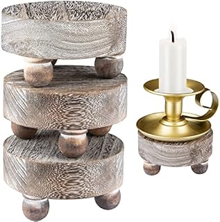Yangbaga Wooden Display Risers,3 Pack Round Wood Tray Riser For Display,Wood Showcase Stands for Countertops,Wooden Display Stands for Jewellery, Retail, Figures, Cupcakes and Desserts-Perfect Gift