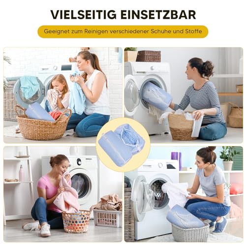 Schuhwaschbeutel Waschmaschine, 2 Stück Waschbeutel Schuhe mit Reißverschluss, Wiederverwendbarer Schuhbeutel Wäschenetze für Waschmaschine (Babyblau)
