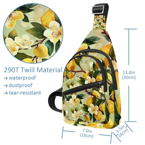 Riñonera cruzada para correr y viajar con diseño de flor de pera amarilla 4