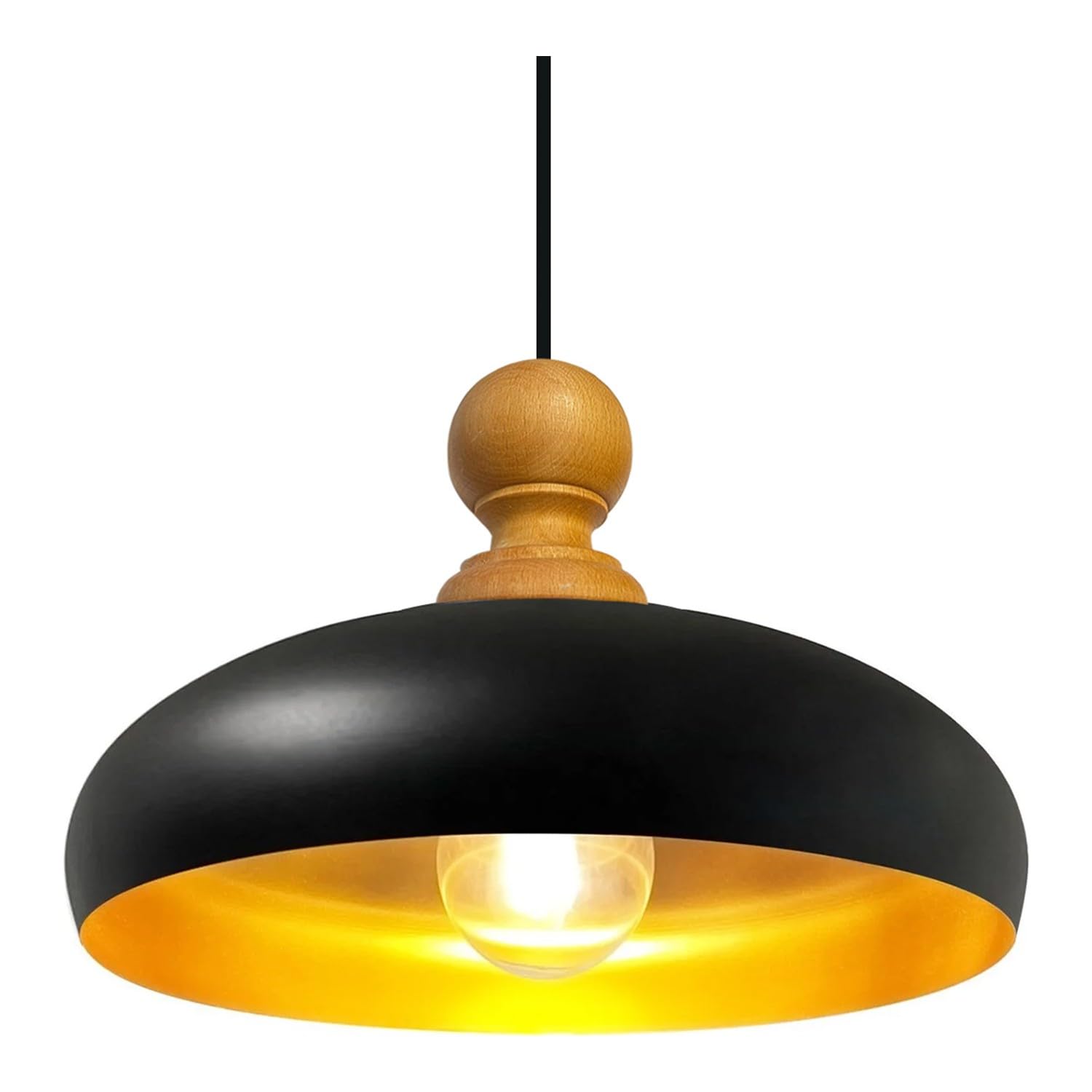 bamyum Androa Industrial Ceiling Light Ø40 cm Metal Ceiling Lamp Lighting Fixture Mid Century Modern Lamp Modern Chandeliers Vintage Light, Black