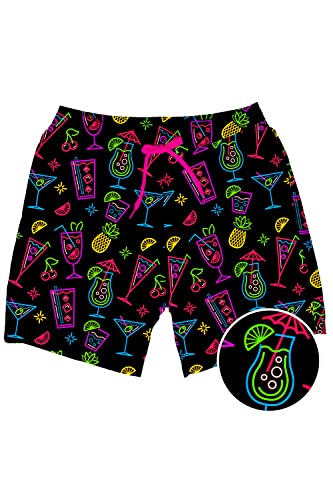 Tipsy Elves Black Neon Nightcap Classic Fit 7 Inch Inseam Swim Trunks For Men Size Medium #TOP1