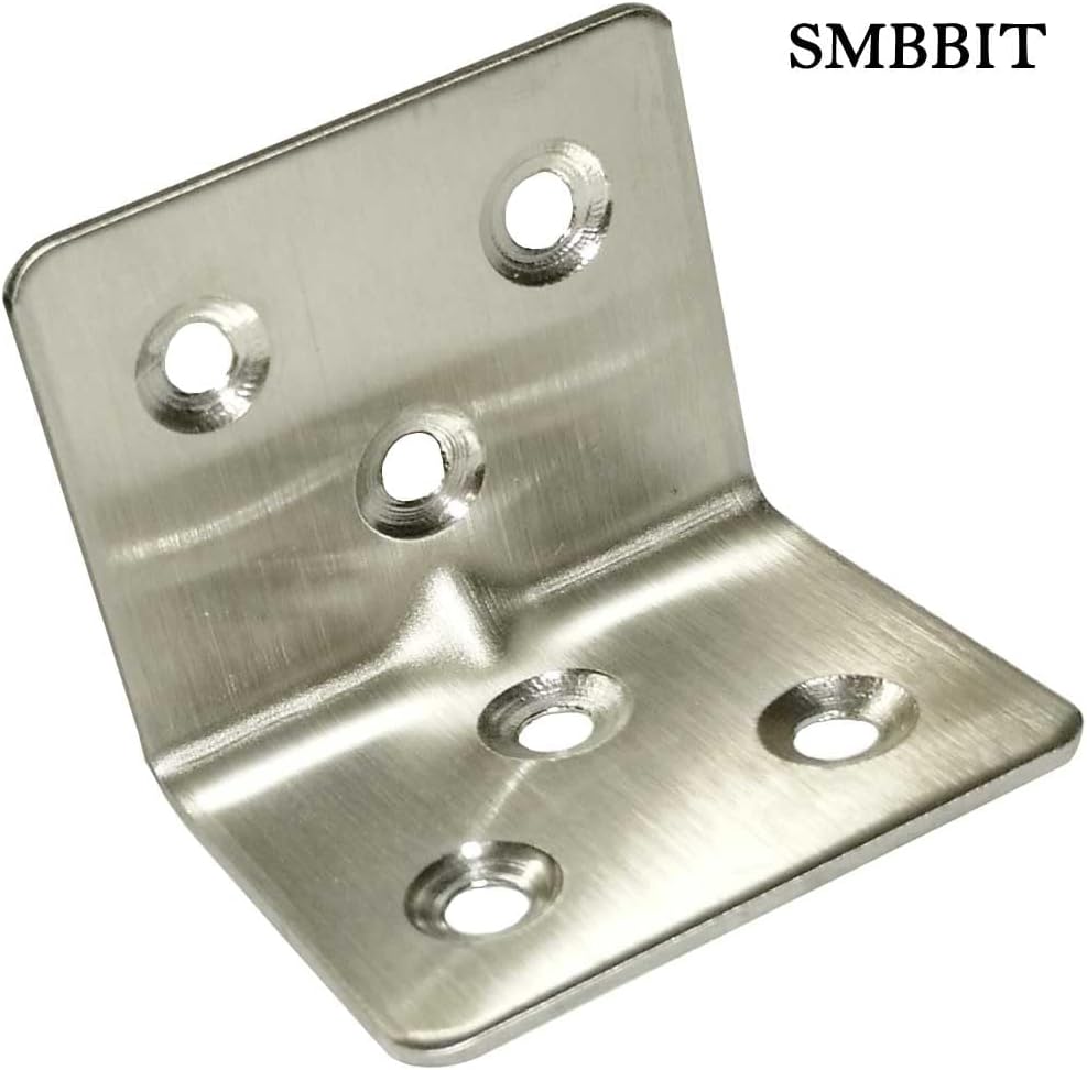 Stainless Steel Shelf Support Corner Brace Angle Bracket Angle Code Right Angle 6 Hole, 38mm x30mm x1.3mm(Thick) (8Pack)