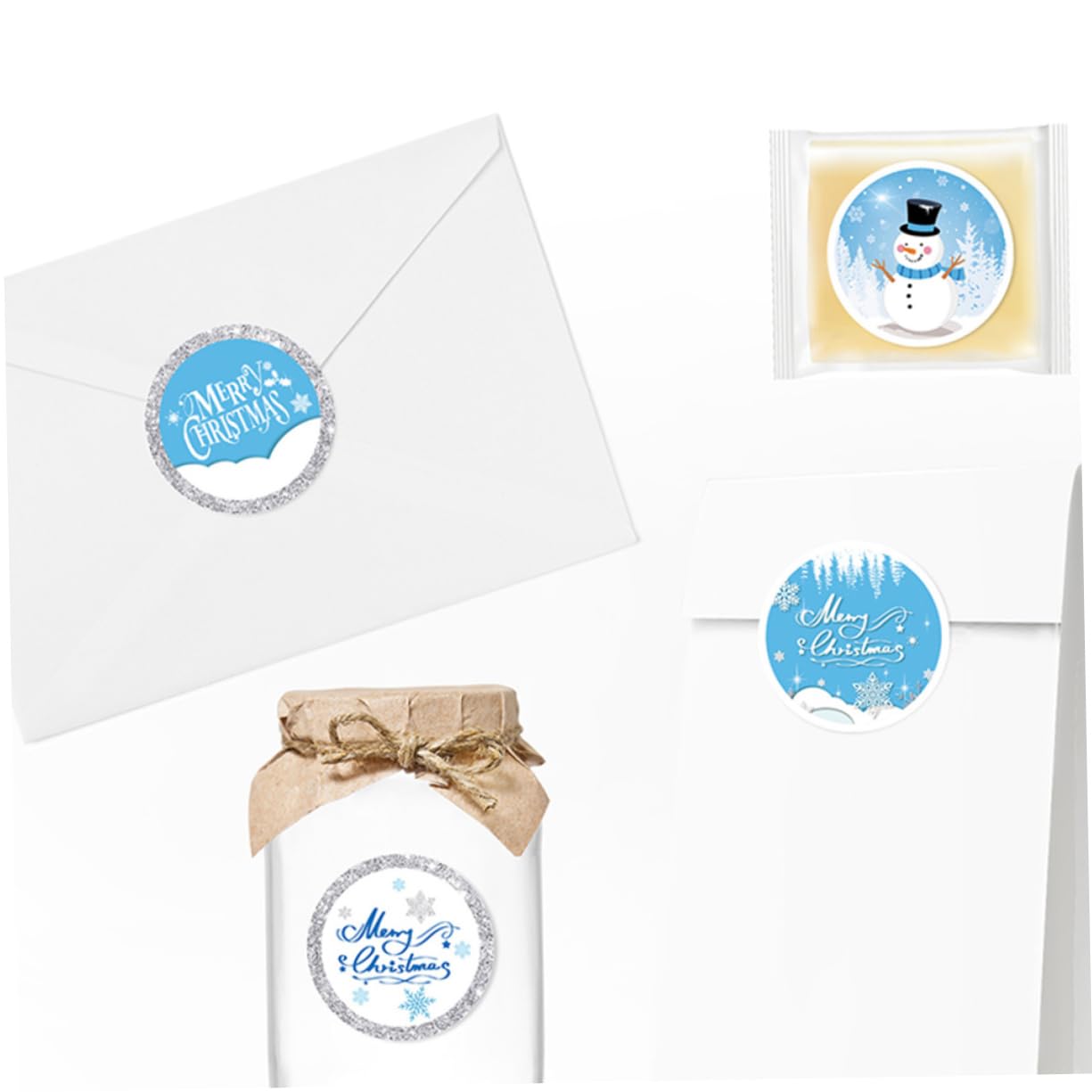100 Fogli Adesivi natalizi adesivi per regali da forno con sigillo avvolgente stickers scrapbooking per pacchetti etichette adesive fai da te di tenuta Blue VILLCASE