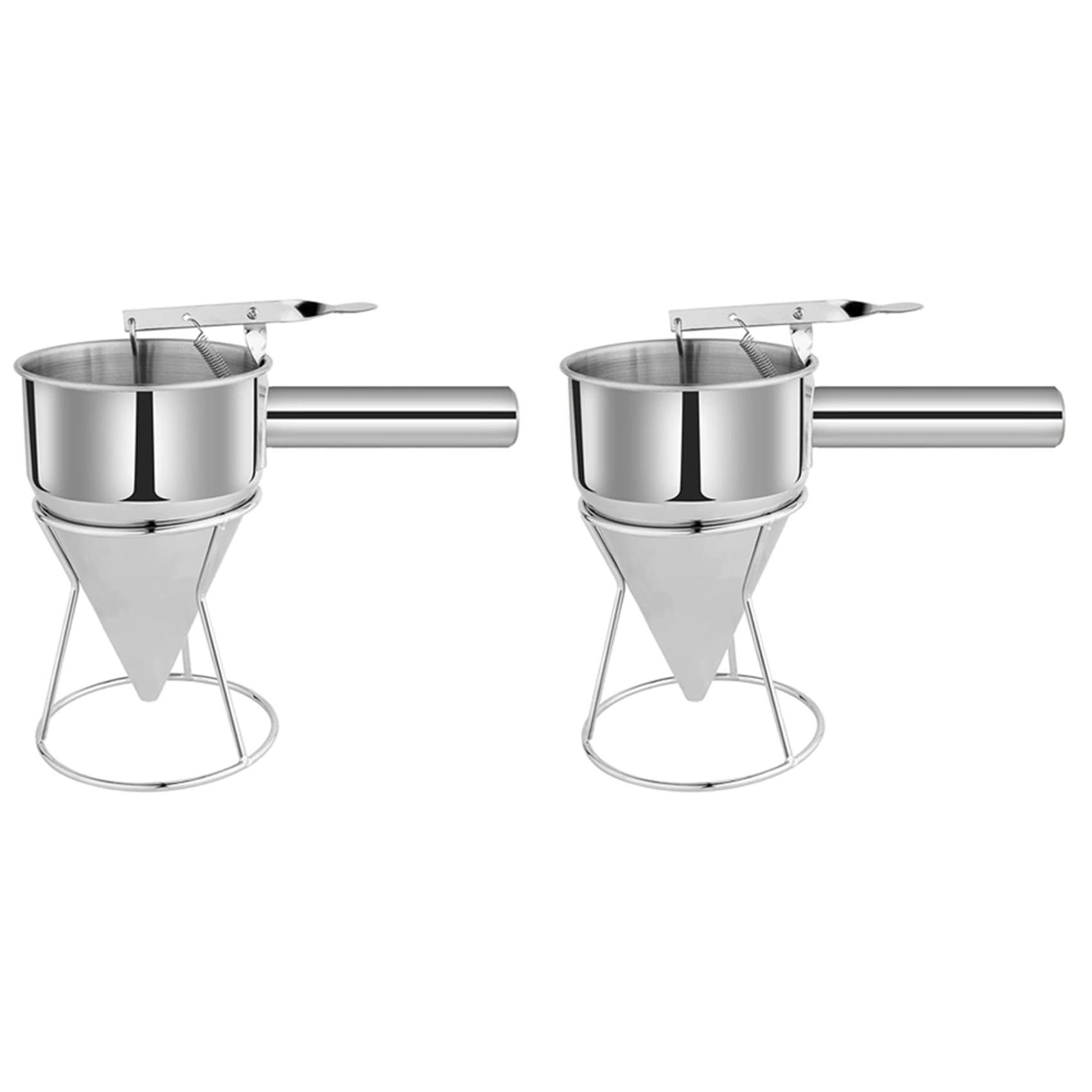 Hndhbfgrt 2X Stainless Steel Pancake Batter Dispenser, Funnel Dispenser with Stand for Cake Pancakes Cupcakes Baked Good