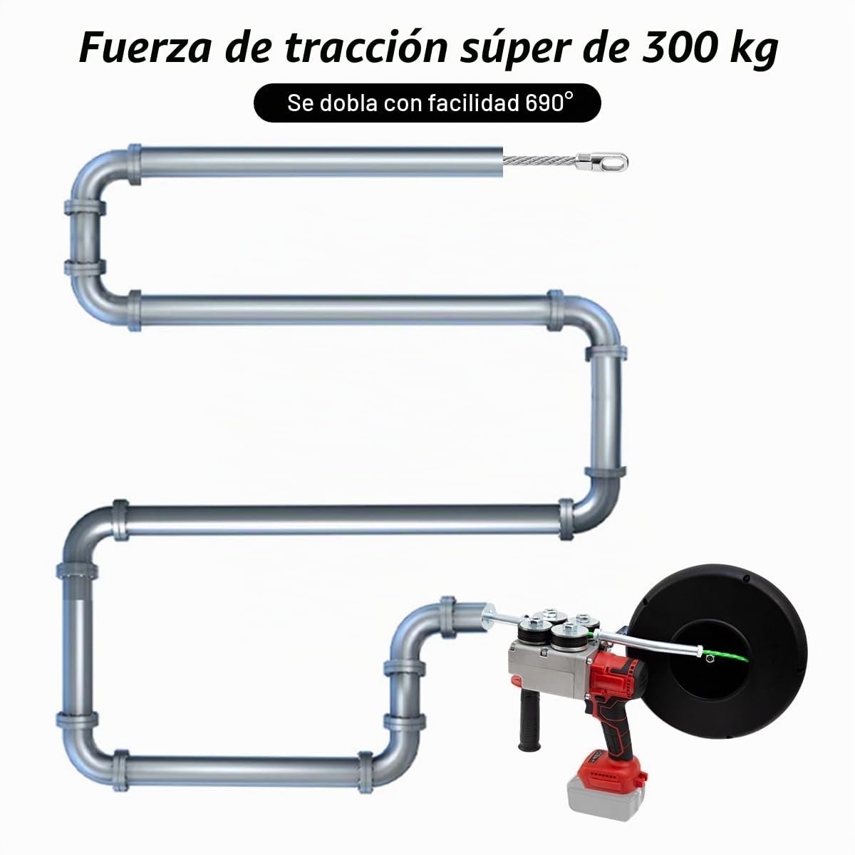 Extractor de Cables, Extractor de Cables Automático | Máquina Roscadora de Pared Eléctrica, para Electricistas, Extractor de Cables de Fontanero, Línea de 20 M Cable (Sin Batería)