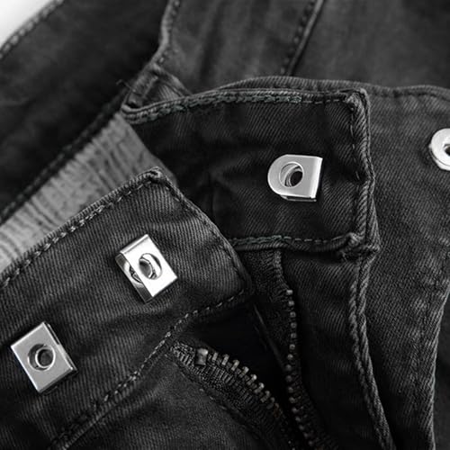 Mens Biker Jeans Zipper Decor Washed Denim Pants Slim Fit Stretch Moto Style Straight Leg Trousers4