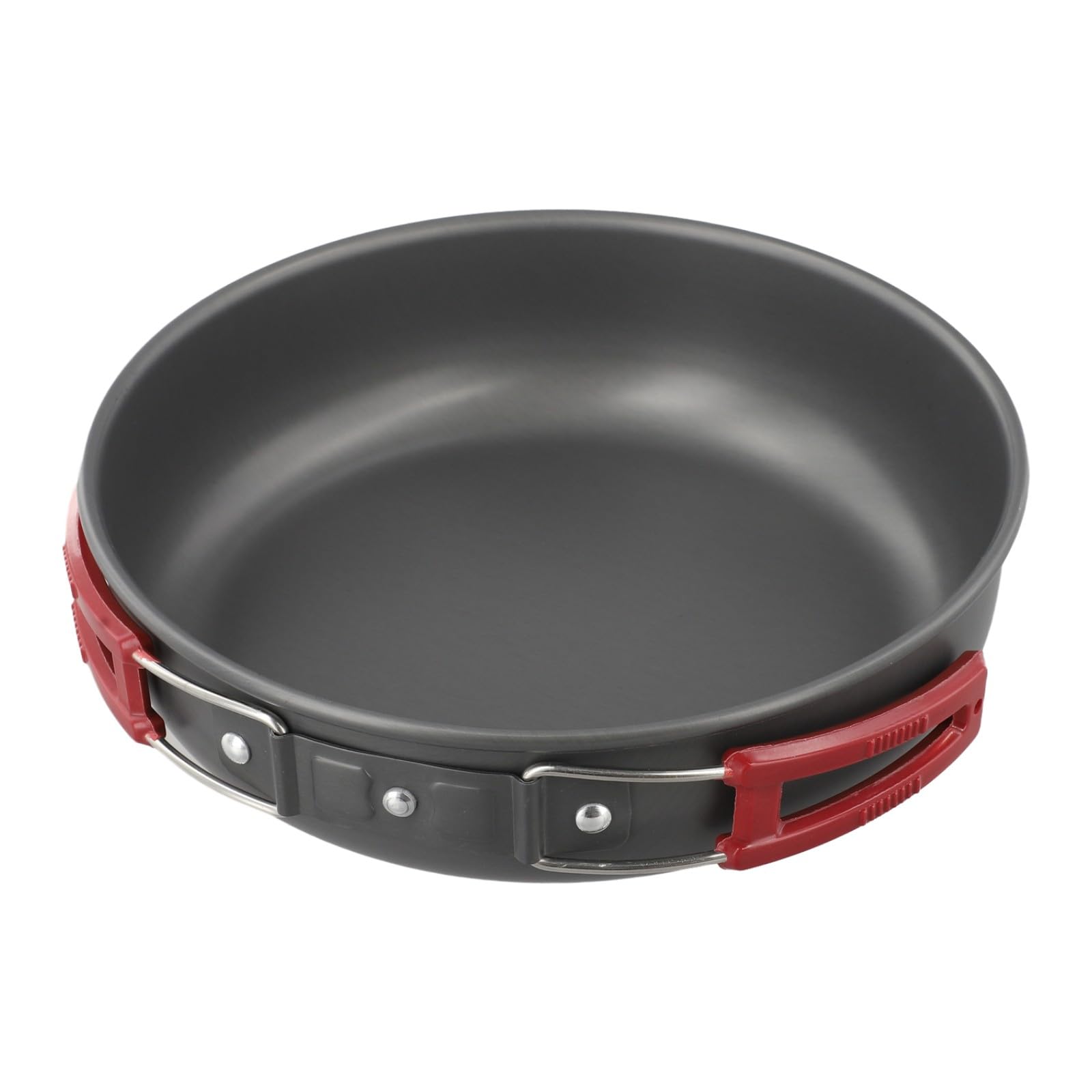 FACAIIO Poêle à frire portable sans manche pliable pour camping et randonnée, en alliage d'aluminium, 20 cm de diamètre, 1,7 l, pour poignée rouge/orange