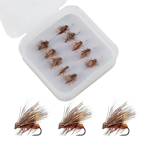 Alwonder Elk Hair Caddis Fly Kit, 10-Pack, Size 18