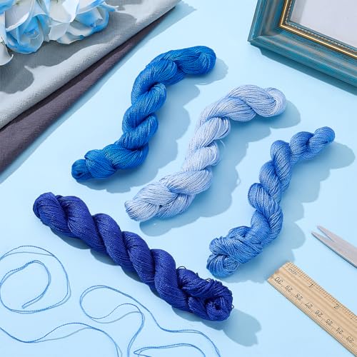 FREEBLOSS 4 hilos Sashiko 100 m algodón puro azul miniatura 5