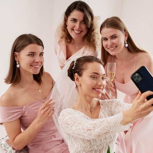 Bridesmaid Gifts for Wedding Day Bridesmaid Earrings Gold Set Knot Pearl Earrings for Bridesmaids Dresses Gift for Wedding Day3