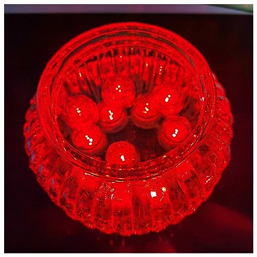 Image of Submersible LED Lights Flameless Tea Light Waterproof Candle Vase Lights for Party Wedding Decorations Underwater Vases Light Fish Tanks Swimming Pools Decorative Lighting (Red)