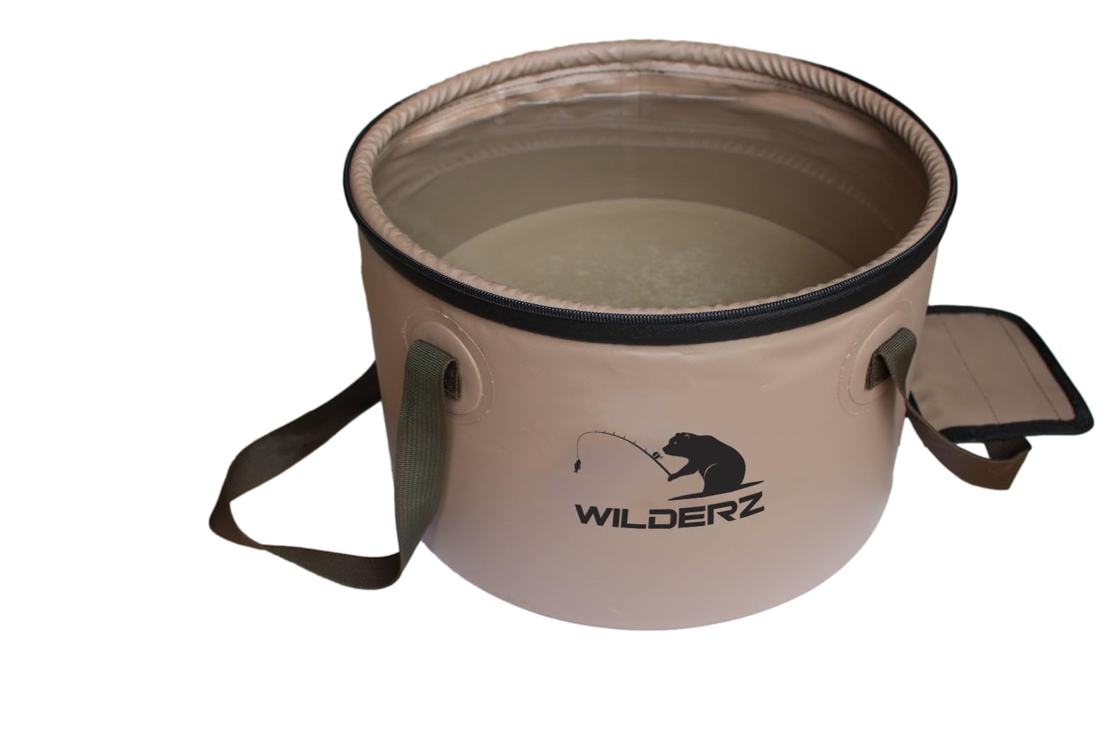 CAMPERZ Foldable Bucket, Folding Bowl for Fishing Gardening, Folding Bucket, Water Bucket, Fishing Bucket with Lid and Zip (Brown) - Image 2
