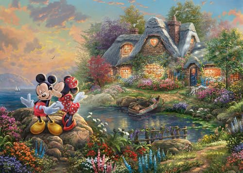 Schmidt Spiele 59639 Thomas Kinkade, Disney, Sweethearts Mickey & Minnie, 1000 Teile Puzzle