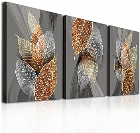 Canvas Wall Art For Living Room Family Wall Decorations For Kitchen Modern Bathroom Wall Decor Black Paintings Abstract Leaves Pictures Artwork Inspirational Canvas Art Bedroom Home Decor 3 Pieces