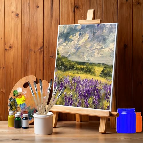 Findartle Pinceaux Aquarelle, 10 Pinceaux Acrylique pour Aquarelle, Acrylique, Huile, Gouache, Pinceau d'artiste Ronds, Plats, Filberts, Angulaires, Riggers, Daggers, Cat Tongues (Bois Naturel) – vue 5