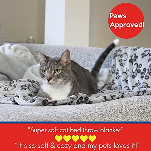 Stuffed Premium Soft Dog Blanket, with Flannel Grey Cute Paw Prin - Image 5