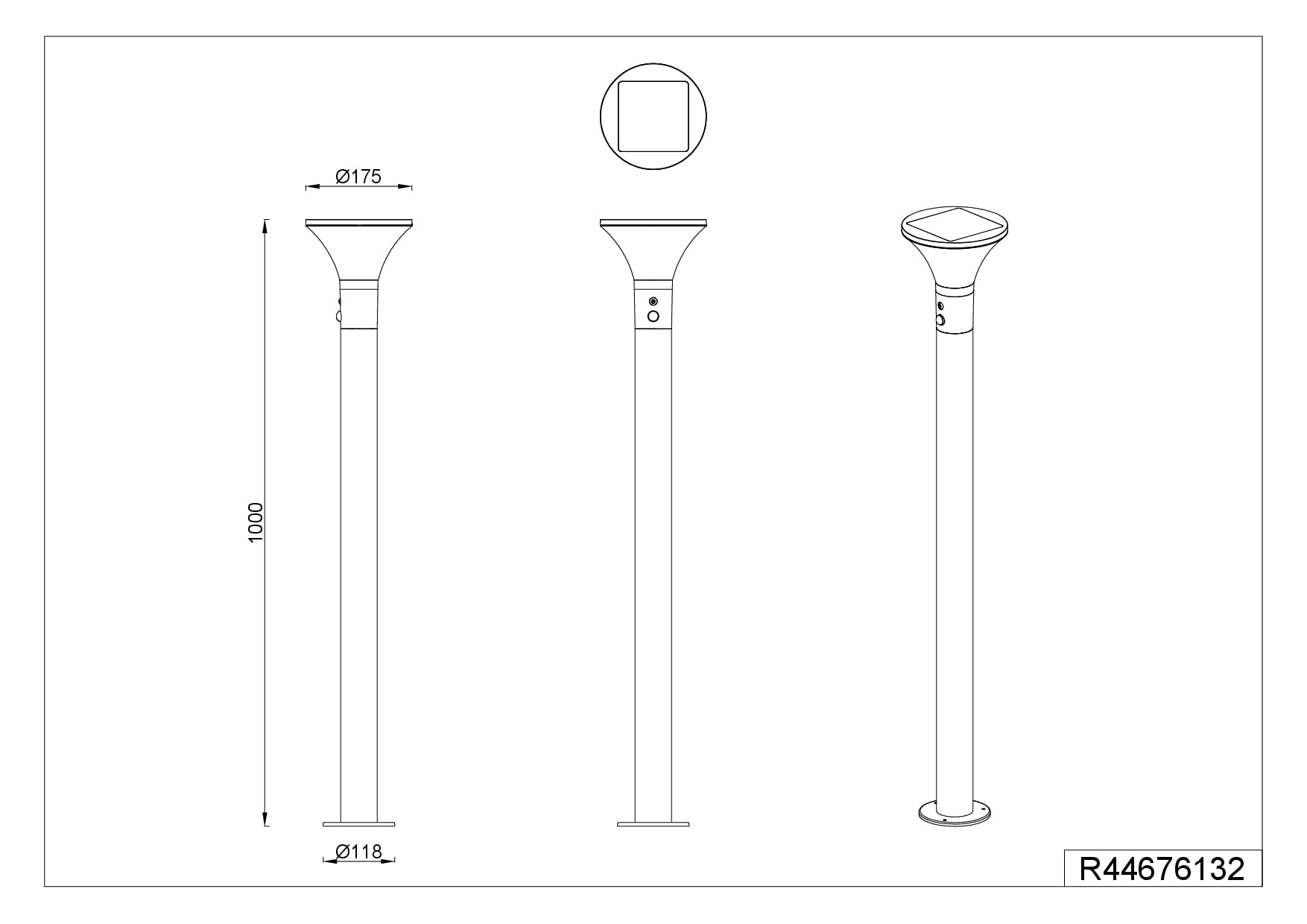 Reality Leuchten LED Außen Wegeleuchte Gorda R44676132, Kunststoff Schwarz matt, 3.5 Watt LED, Hybrid Solar/Akku, Dämmerungssensor, Bewegungssensor