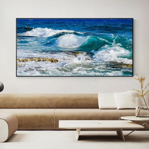 Toile paysage marin de 80x160 cm | Grand tableau d'art moderne de salon