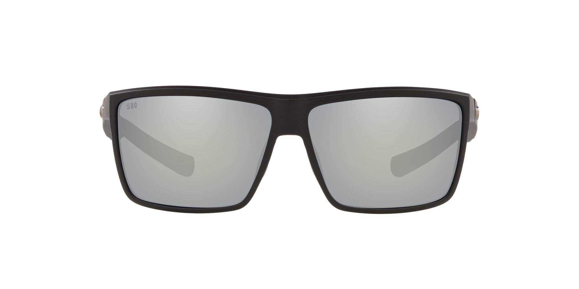 Costa Del Mar Men's Rinconcito Rectangular Sunglasses, Matte Black/Grey Silver Mirrored Polarized-580g, 60 mm