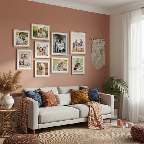 Image of kotart Photo Frame For Wall | Aesthetic Collage Picture Frames For Wall Decor | Rectangular Photo Frames For Home Decor Office Livingroom Bedroom | Set of 9