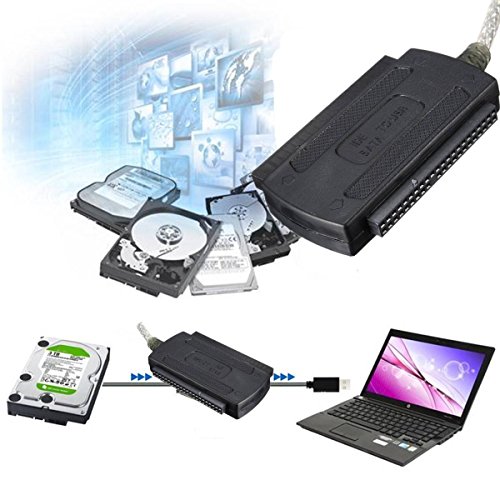 Cable adaptador USB 2.0 a IDE SATA 2.5/3.5 HDD negro miniatura 3