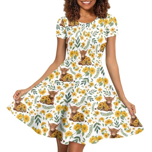 Image of AFPANQZ Womens Casual Summer Lightweight Vintage Dress Short Sleeve Midi Dress Knee-Long Luxury Formal Dress