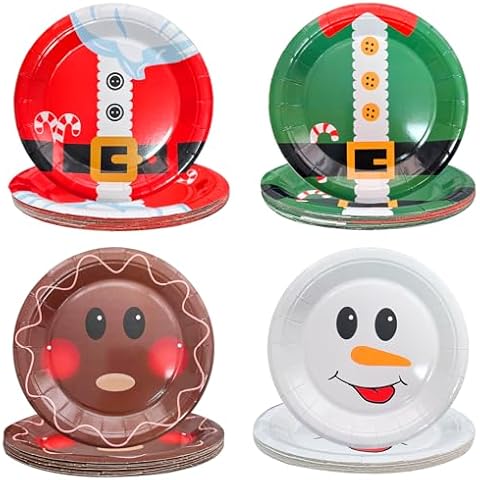 CIEOVO 60 Count Christmas Paper Plates Cover