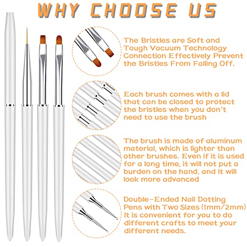 6Pcs Nail Art Brushes Set-Lansteen Nail Brushes For Nail Art Kit,Nail Tips Art Design Tools Professional,Including Nail Polish Brush,Round Head Brush Pen,Nail Liner Brush＆Double-Ended Nail Dotting Pens For Manicure Salon Diy At Home（With Cover） #TOP2