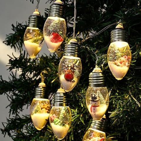 Dolicer 2 PCS 13FT Christmas Snow Globe String Lights, Christmas Tree String Lights, Battery Operated 20 LED Bubble Lights for Christmas Tree Christmas Decorations Indoor Outdoor for Home Party Cover