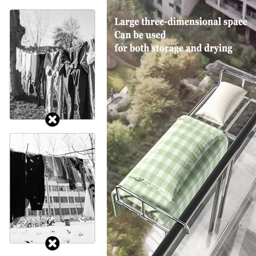 Étendoir à linge de balcon antirouille ajustable pour petits espaces extérieurs