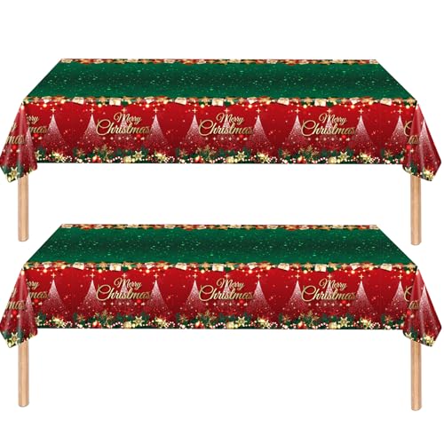 MOMAHUA 2Pcs Weihnachten Tischdecke, 137*274cm Weihnachten Tischtuch,...
