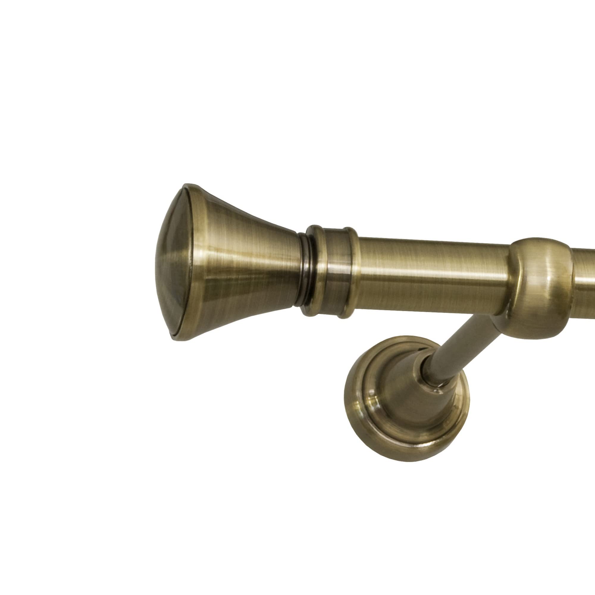 ROLLMAXXX Gardinenstange 320 cm 1-läufig Ø19 mm – Messing – Colosseo | Vorhangstange aus Metall Messing Design, Set inkl. Wandhalterungen & Endstücke, Alternative zur Gardinenschiene