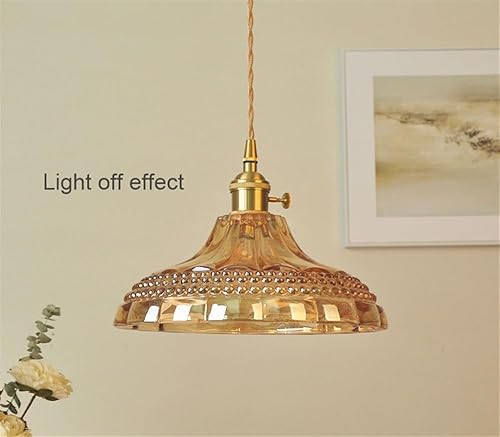 Miniatura 6 de Modern Retro Glass Pendant Light Fixture with Brass Lamphead, Indoor Decor Celing Hanging Lamp for Bedroom Kitchen Island Living Room Dinning Table