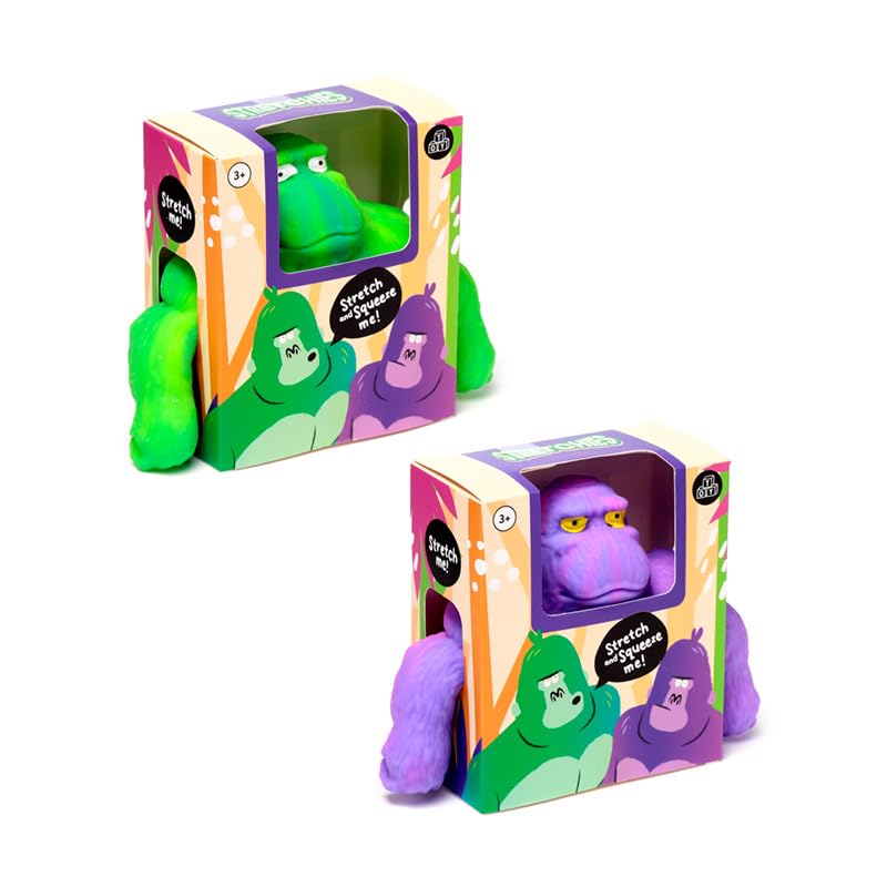 Puckator Stretchy Gorilla Toy 18cm - Super Stretchy Funny Squishy Sensory Fidget Stress Relief Travel Toys For Kids - Stretchable Animals Men Figure Toy - Squishies Slime Party Bag Fillers