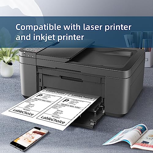 Image of 100 Sheets 400 Pcs 4 inchx5 inch 4 Up Shipping Address Labels for Laser & Inkjet Printers, Permanent Adhesive 4 per Page Shipping Labels, 4 to a Page Labels, 4 Stickers per Sheet