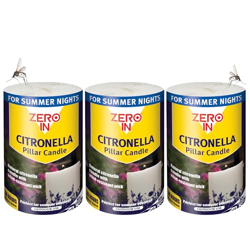 Zero In Citronella Pillar Candle Multi Pack x3