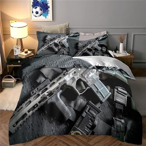 Fusil à air comprimé parure de lit 3D pour chambre d'ado style tactique