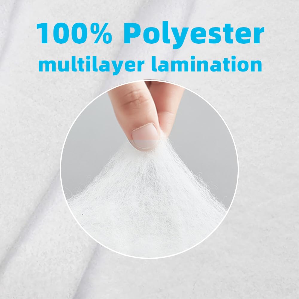 Rouleau de ouate de polyester hypoallergénique ignifuge pour matelassage, literie, coussins, tapisserie, couture, rembourrage et artisanat (200 g/m²) 135 cm x 5 m