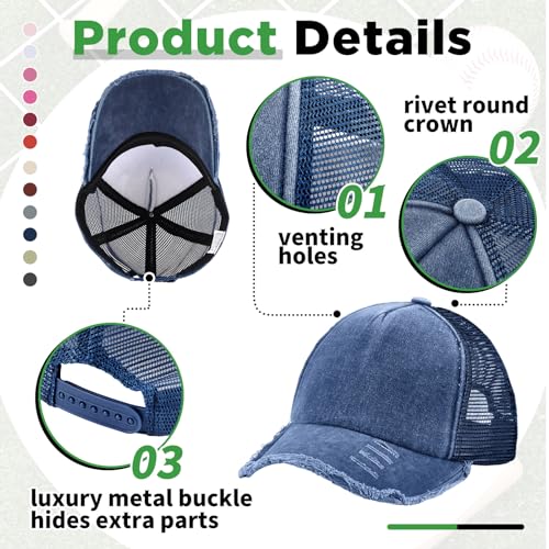 Image of Suhine 24 Pcs Blank Trucker Hat Bulk Unisex Mesh Baseball Cap for Sublimation Embroidery Vintage Adjustable Hat for Men Women