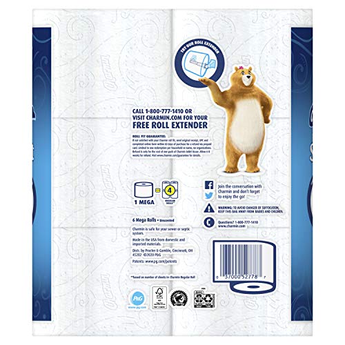Image of Charmin Ultra Soft Toilet Paper, 6 Mega Rolls = 24 Regular Rolls