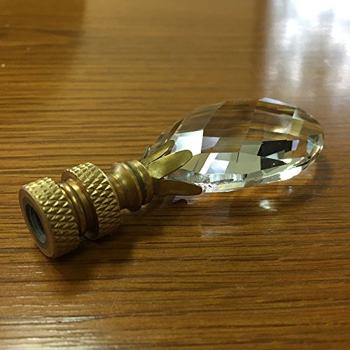 Image of Royal Designs, Inc. Medium Diamond Swiss Cut Clear K9 Crystal 2.75 inch Lamp Finial for Single Lamp Shade, Polished Brass Base, Set of 2 (CCF-2006M-PB-2)