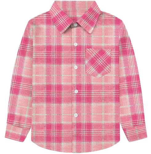 Image of SANGTREE Women and Girls Long Sleeve Flannel Casual Button Down Plaid Shirt