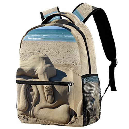 Sac à dos de voyage visage sculpté sable original et porte-bouteille pratique