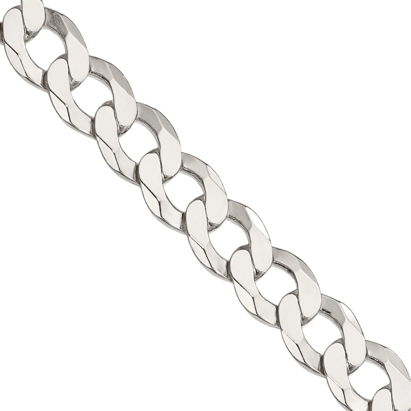 IceCarats 925 Sterling Silver 9.75mm Chunky Flat Curb Chain Necklace Polished
