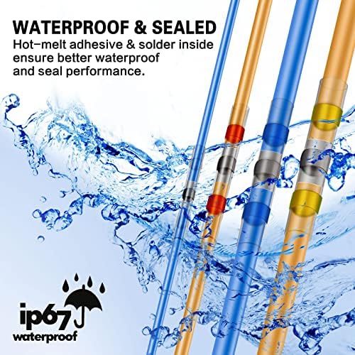 DINGYUAN 65PCS Solde Seal Wire Connectors,Blue Heat Shrink Butt Connectors Waterproof Splice Connectors AWG16-14 electrical connectors Jiont