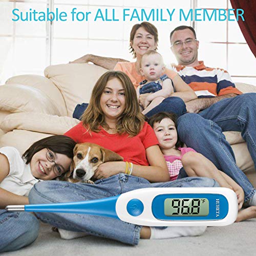 Digital Oral Thermometer for Adults, Thermometer for Fever, Memory Recall and Accurate Rectal Underarm Armpit Thermometer for Adults Babies Infants Pets, Flexible Waterproof Probe