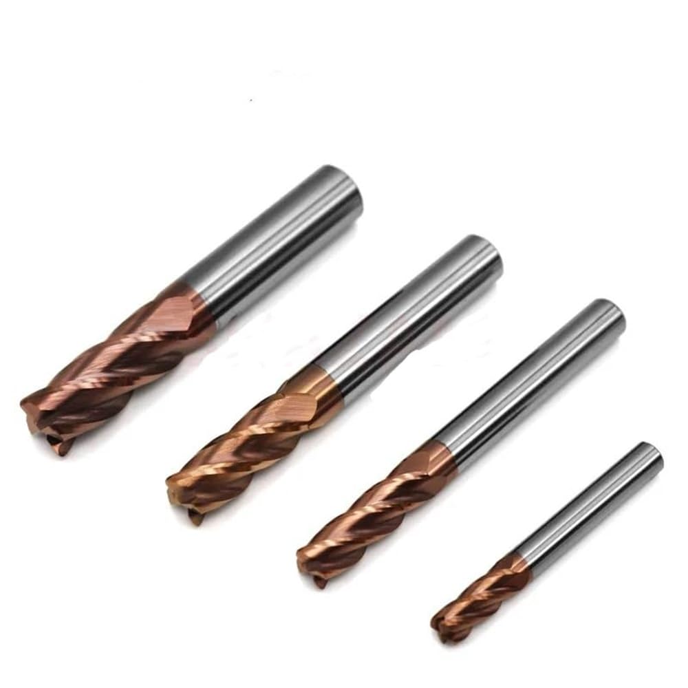 Fresa de acero de tungsteno con revestimiento de aleación de 1 pieza - CNC HRC55 Kit de fresa de metal for desbaste de esquinas for fresadora Endmil, 6R1.0x20Cx50L(10R0.5x40Cx100L)